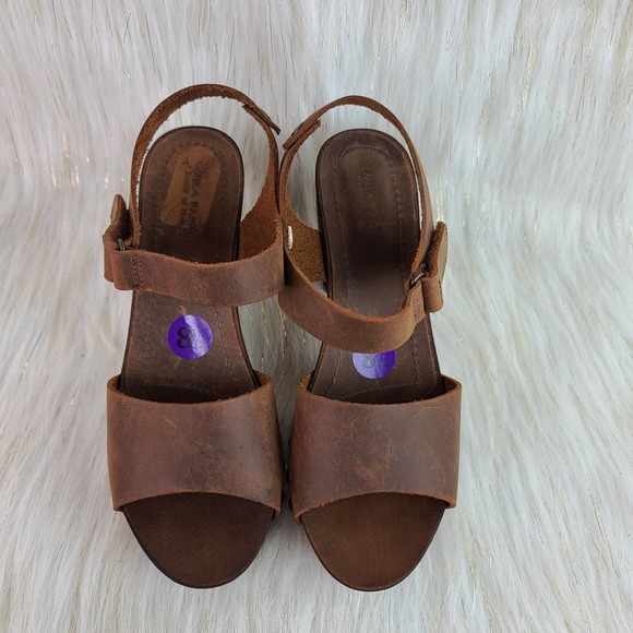 Mila Paoli Strappy Heel Sandals Brown Leather Open Toe Heels Platform 8.5 - Picture 3 of 10
